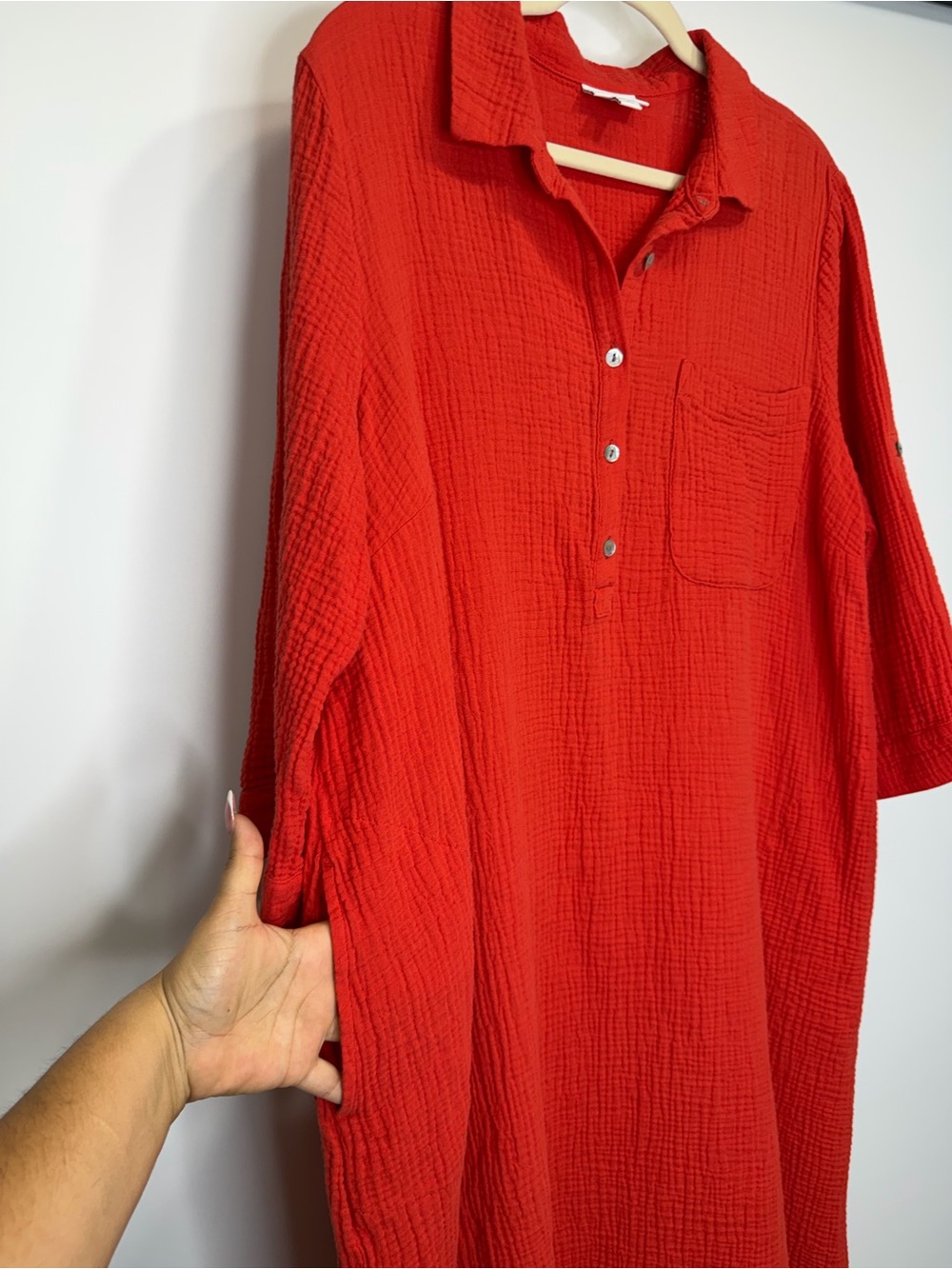 J. Jill 100% Cotton Button-Henley Midi Shirt Dress Size L - Picture 8 of 14
